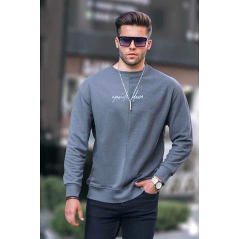 Smoke Gray Basic Sweatshirt 6010 - Füme