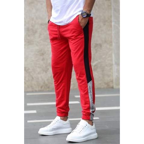 Madmext Red Striped Sweatpants 2928 - Kırmızı