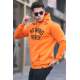 Orange Printed Hoodie Sweatshirt 5898 - Turuncu