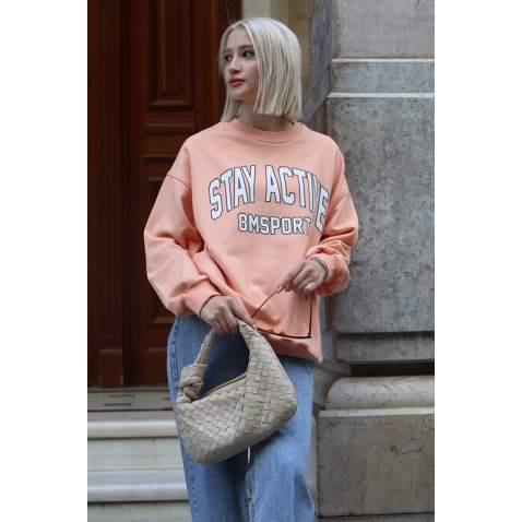 Yavru Ağzı Baskılı Oversize Kadın Sweatshirt MG1564 - Yavru ağzı