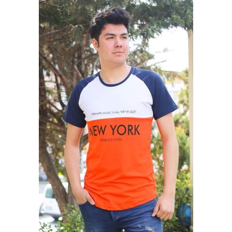 Madmext Orange Printed T-shirt for Men 3045 - Turuncu