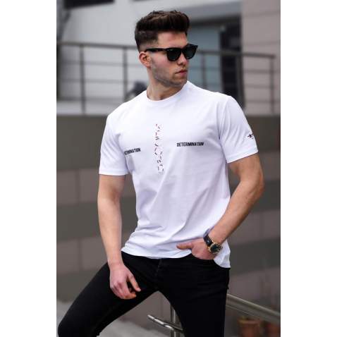 Madmext Men Printed White T-shirt 5395 - Beyaz