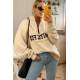 Mad Girls Beige Zip Sweatshirt Mg1246 - Bej