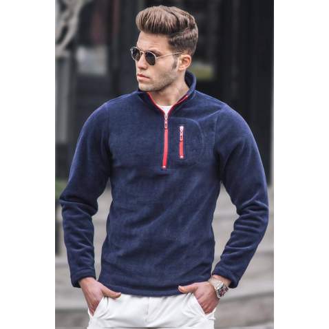 Madmext Men Navy Blue Polar Sweatshirt 4993 - Lacivert