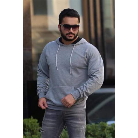 Madmext Grey Oversize Hoodie 2876 - Antrasit