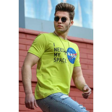 Madmext Green Printed T-shirt for Men 4509 - Yeşil