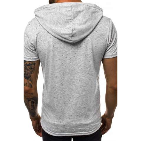 Madmext Grey Rapped T-shirt with Hood for Men3069 - Gri