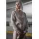 Stone Gray Oversize V Neck Sweater MG1440 - Taş rengi