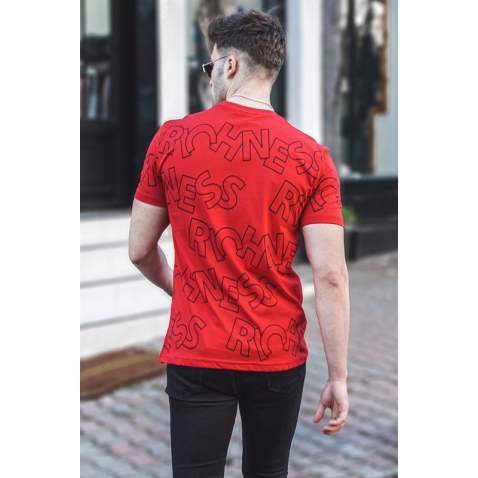 Madmext Men Printed Red T-shirt 5818 - Kırmızı