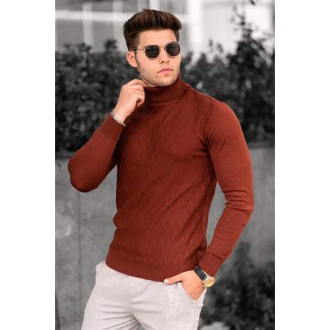 Madmext Red Roll Neck Jumper 4658 - Kiremit