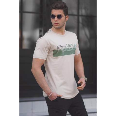 Madmext Men Beige T-shirt 4998 - Bej