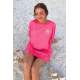 Women Printed Oversize Fuchsia T-Shirt - Pembe