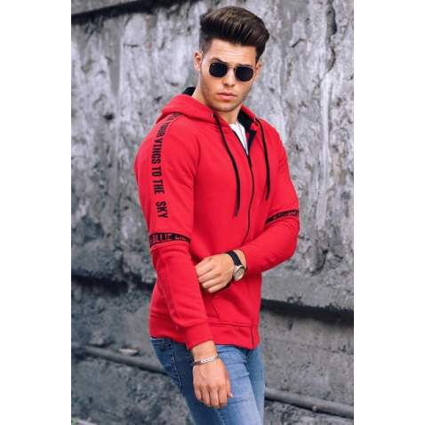 Madmext Red Hooded Men Sweatshirt 4742 - Kırmızı