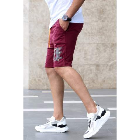 Madmext Maroon Printed Short 4247 - Bordo