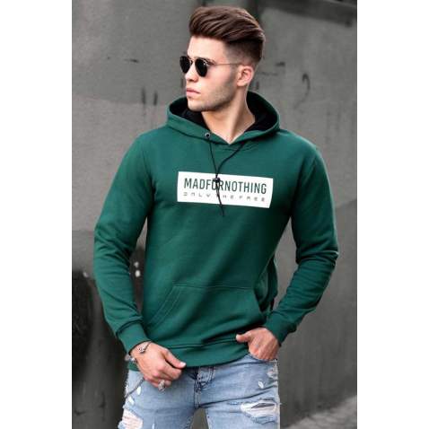 Madmext Green Printed Hooded Sweatshirt 4753 - Yeşil