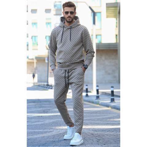 Brown Hoodie Basic Tracksuit 5904 - Kahverengi