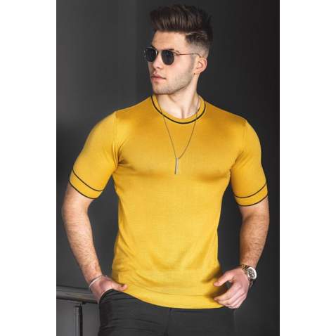 Madmext Men Knitwear Mustard T-shirt 5080 - Hardal