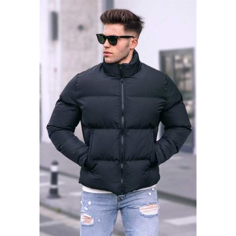 Men Black Puffer Jacket - Siyah