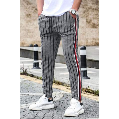 Madmext Grey Striped Sweatpants 4205 - Gri