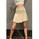 Women Striped Beige Pleated Mini Skirt MG1451 - Bej