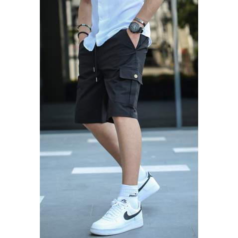 Men Black Basic Cargo Shorts 5467 - Siyah