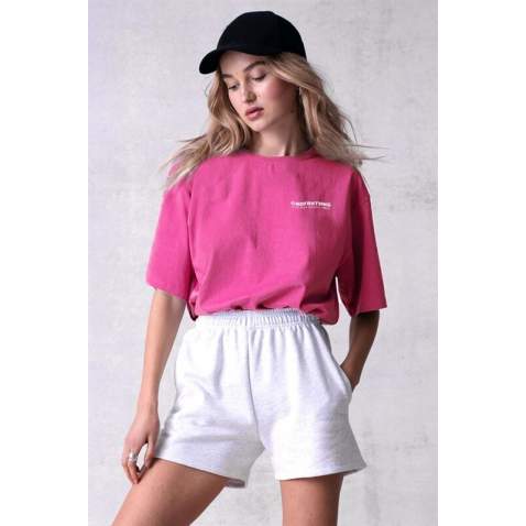 Madmext Unisex Pembe Baskılı Tişört Mg1197 - Pembe