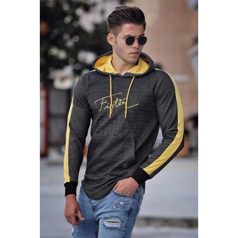 Madmext Black Printed Hoodie 4129 - Siyah