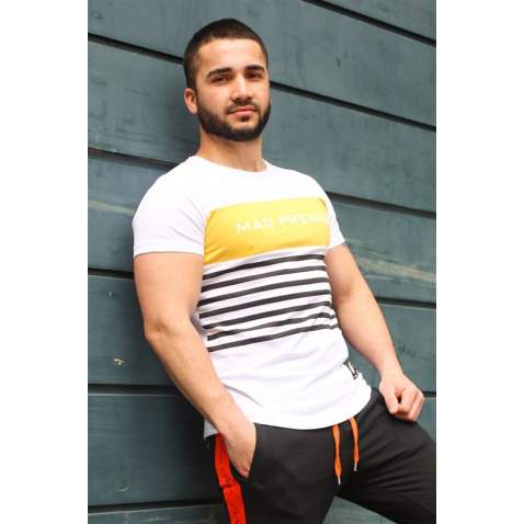 Madmext White Printed T-shirt for Men 3041 - Beyaz