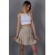 Women Striped Beige Pleated Mini Skirt MG1451 - Bej