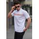 Men Striped White Polo T-Shirt 5878 - Beyaz