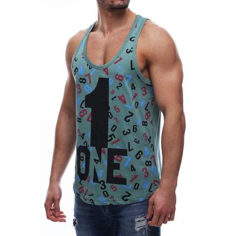 Madmext Green Printed T-shirt for Men 2626 - Mint yeşili