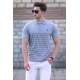 Madmext Men Striped Gray Polo T-shirt 5238 - Gri