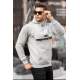 Madmext Gray Kangaroo Pocket Hooded Sweatshirt 4729 - Gri