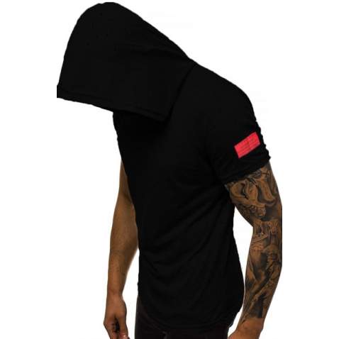 Madmext Black Rapped T-shirt with Hood for Men 3069 - Siyah