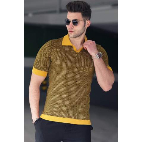 Madmext Men Mustard Polo T-shirt 5077 - Hardal