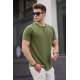 Men Khaki Buttoned T-Shirt - Haki