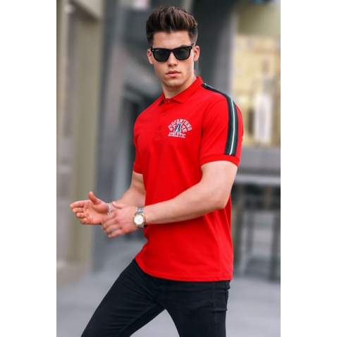 Men Embroided Red Polo T-Shirt 5875 - Kırmızı