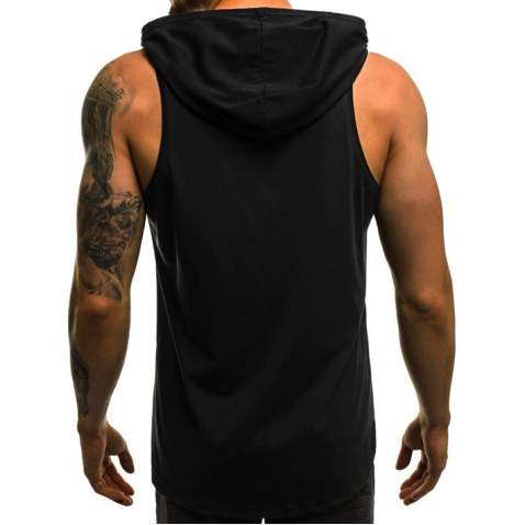 Madmext Men Black Hoodie Vest 2649 - Siyah