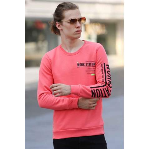 Madmext Pİnk Printed Sweatshirt 4161 - Pembe