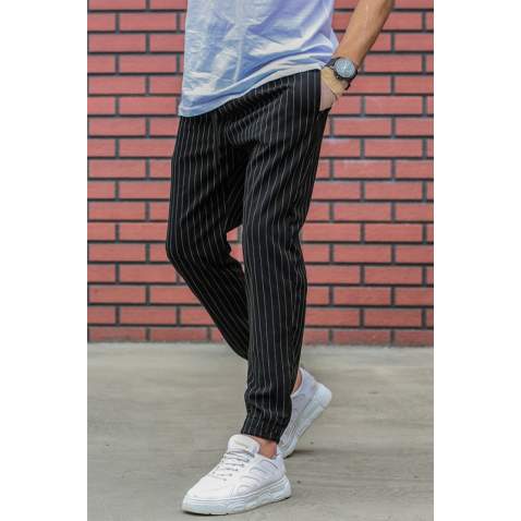 Madmext Black Striped Trouser Mad4084 - Siyah