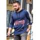 Madmext Men Printed Navy Blue Hoodie Sweatshirt 2766 - Lacivert