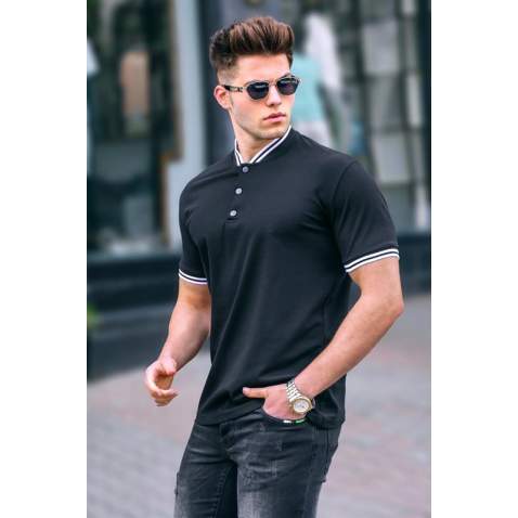 Men Black Polo T-Shirt - Siyah