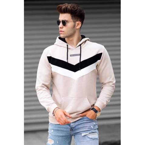 Madmext Beige Hooded Men Sweatshirt 4724 - Bej