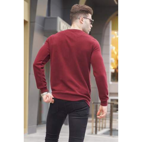 Maroon Basic Knitwear Sweater 5965 - Bordo