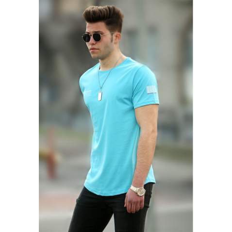 Madmext Blue Basic T-shirt for Men 4511 - Mavi