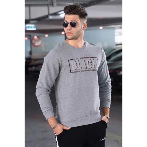 Madmext Gray Printed Men Sweatshirt 4755 - Gri