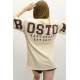 Women Printed Oversize Beige T-Shirt MG1529 - Bej