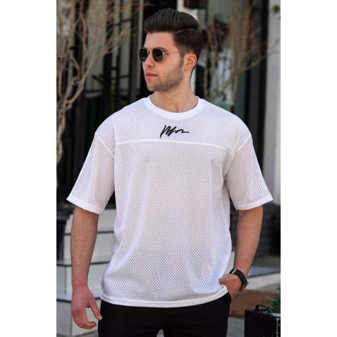 Madmext White Oversize T-shirt for Men 5233 - Beyaz