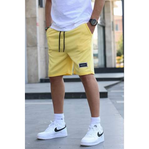 Men Basic Yellow Capri Shorts - Sarı