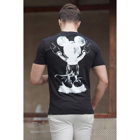 Madmext Men Printed Black T-shirt 5275 - Siyah